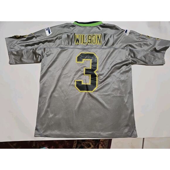 RUSSELL WILSON NIKE ON FIELD MENS SEATTLE SEAHAWKS GRAY ALT HOME JERSEY 48 - Picture 7 of 12
